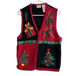 Vintage 1990's Kathie Lee Collection Christmas Sweater Vest Women's Large